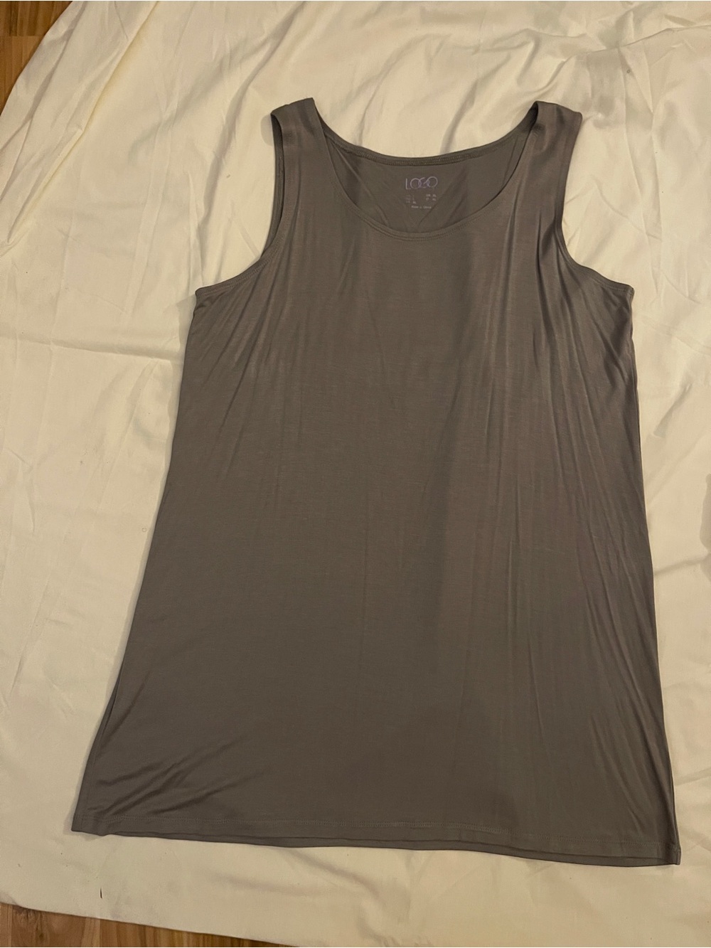 LOGO Sleeveless Scoop Neck Tank Top — Gray (NWOT)